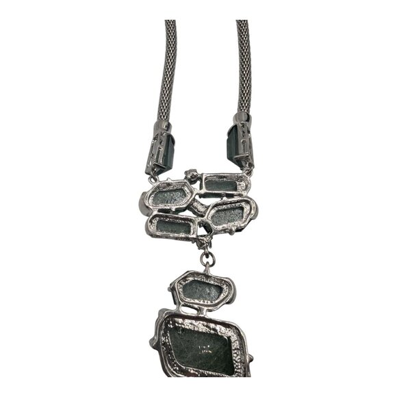 Silver Tone Green Statement Necklace, Bracelet & Earring Parure Set Erica Lyons - Picture 10 of 10